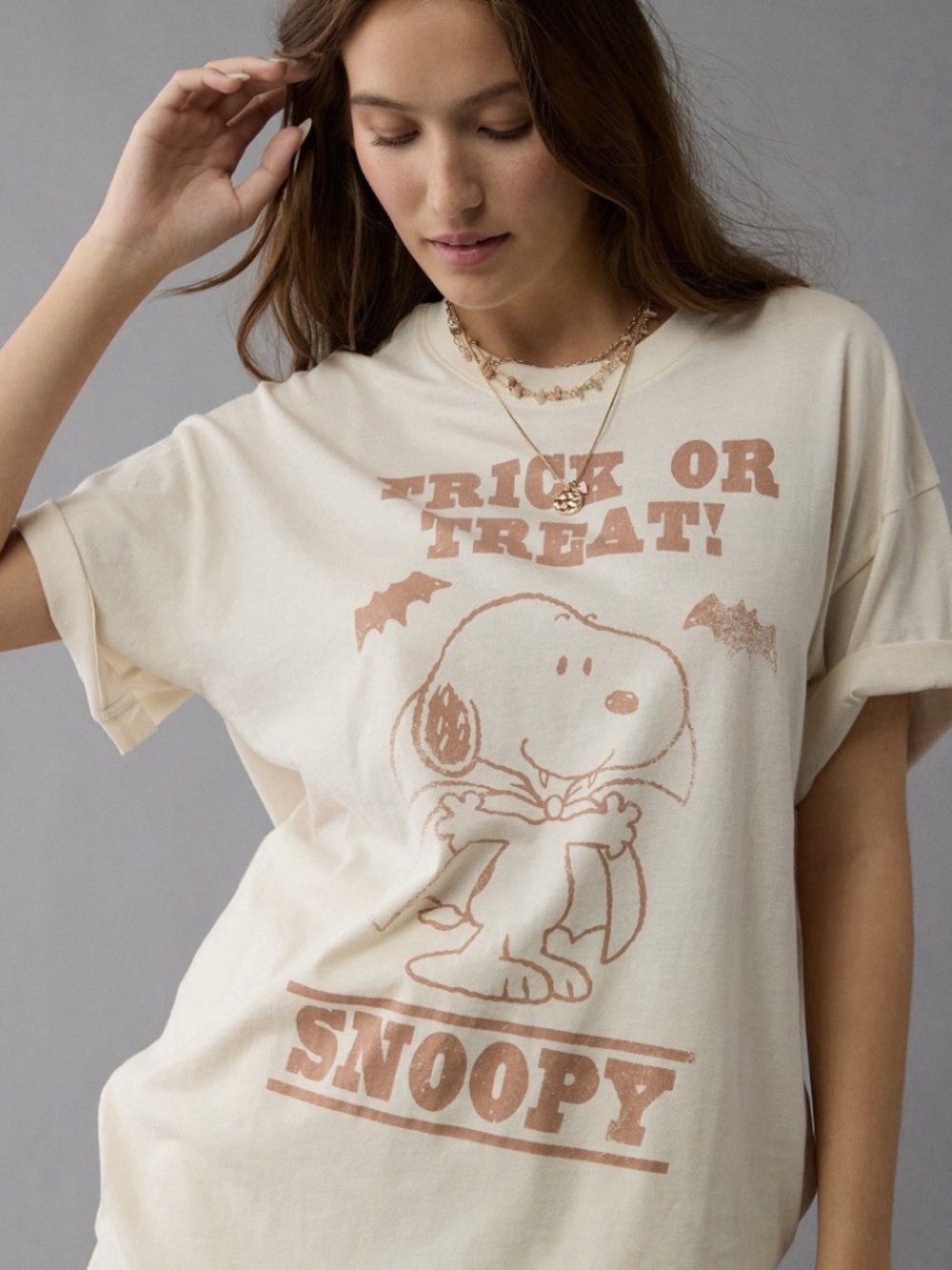 American Eagle Snoopy Oversized Halloween Trick or Treat Graphic Tee XS/S